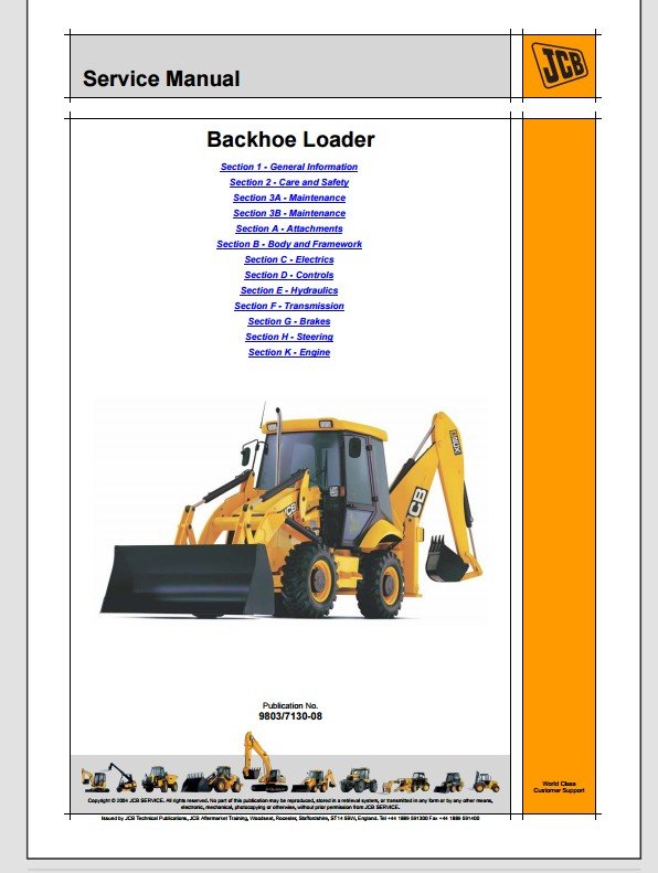 JCB Backhoe Loader Service Manual 9803/7130-08 - Image 2