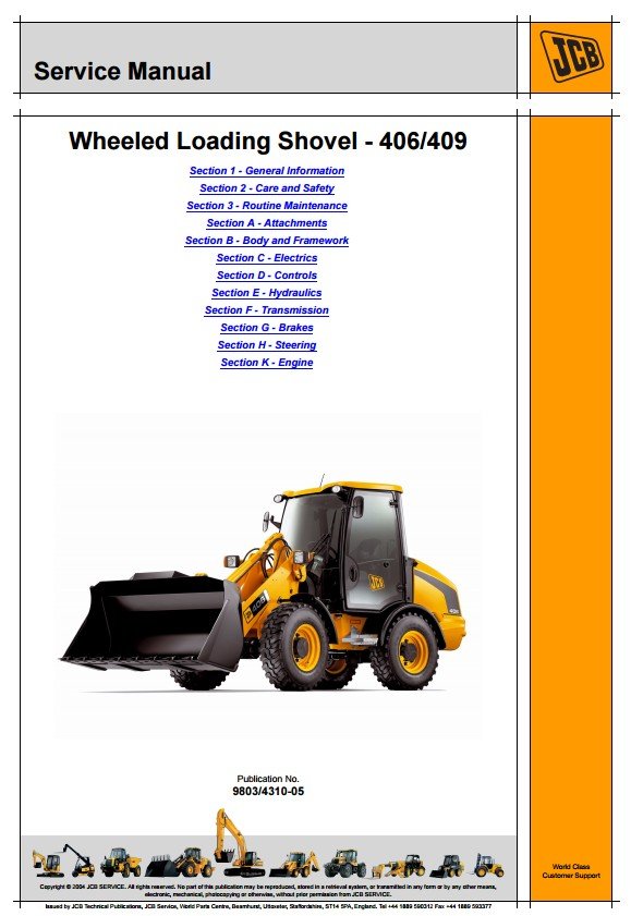 JCB 406 409 Wheel Loader Service Manual 9803/4310-05 - Image 2