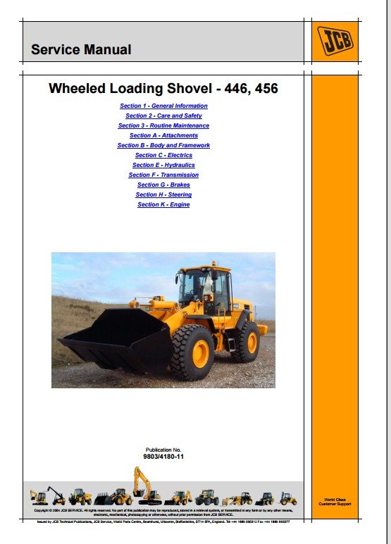JCB 446 456 Wheel Loader Service Manual 9803/4180-11 - Image 2