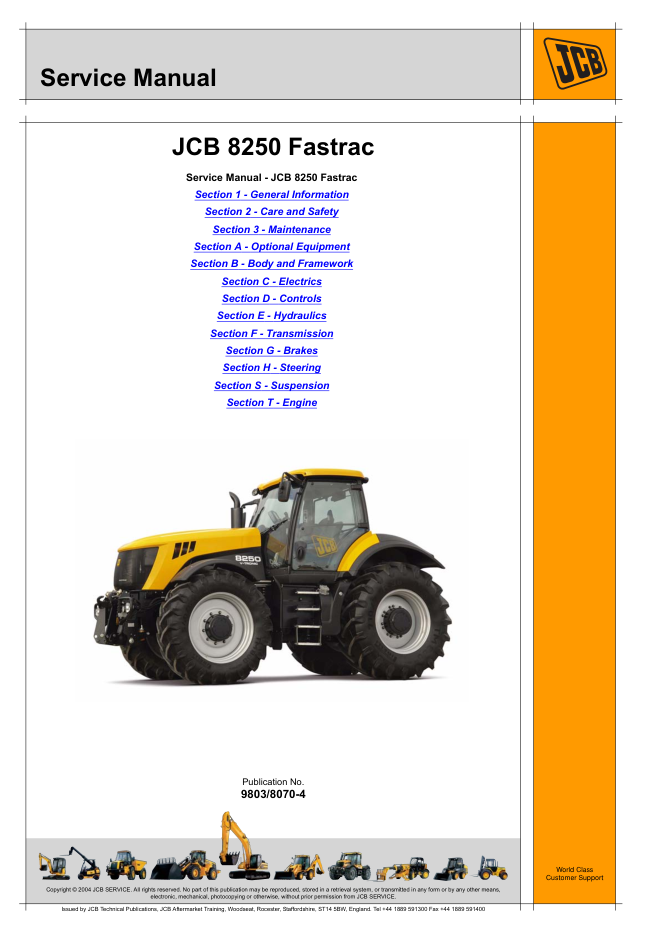 JCB 8250 Fastrac Service Manual 9803/8070-4 - Image 2