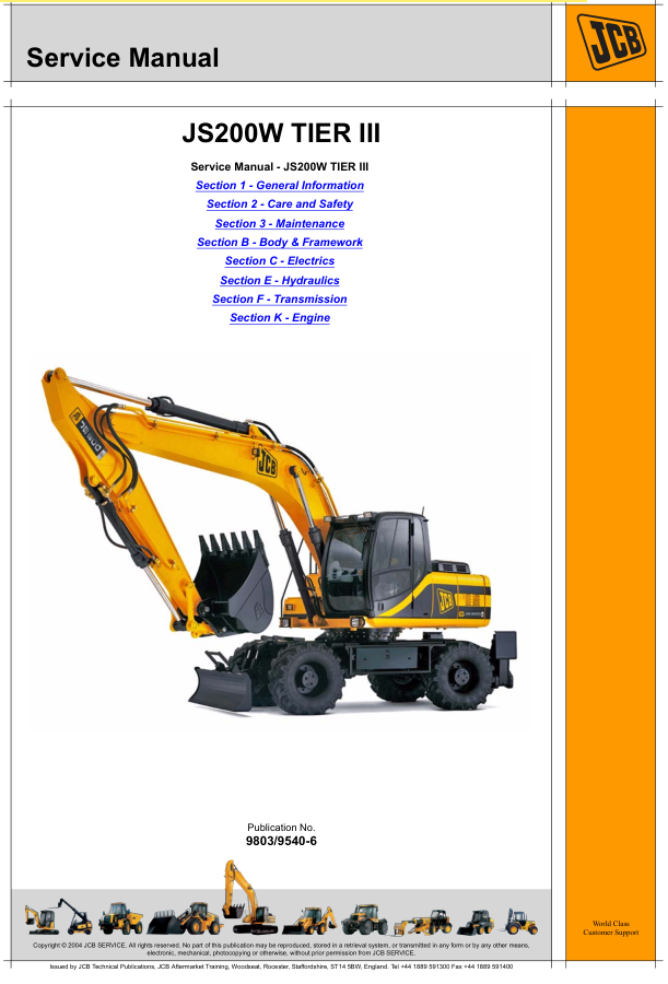 JCB JS200W Tier III Wheeled Excavator Service Manual - Image 2