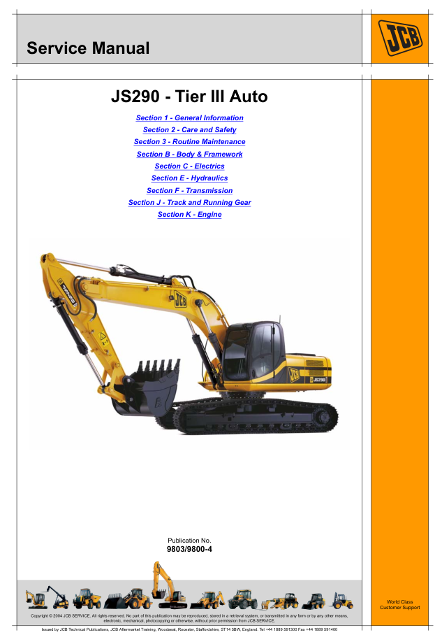 JCB JS290 Tier III Auto Excavator Service Manual - Image 2