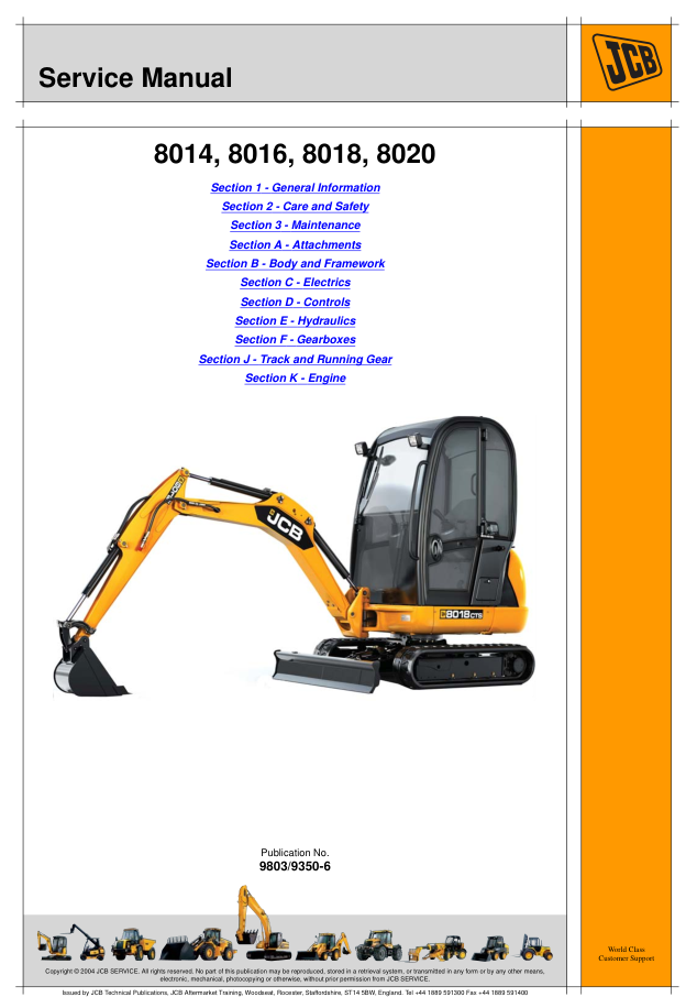 JCB 8014 8016 8018 8020 Excavator Service Manual - Image 2