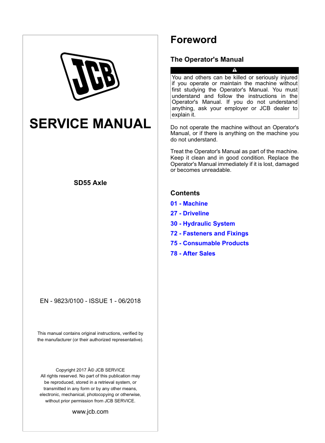 JCB SD55 Axle Service Manual - Image 2