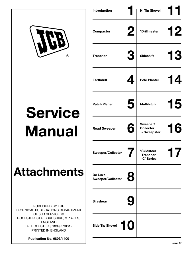 JCB Attachments Service Manual 9803/1400 - Image 2
