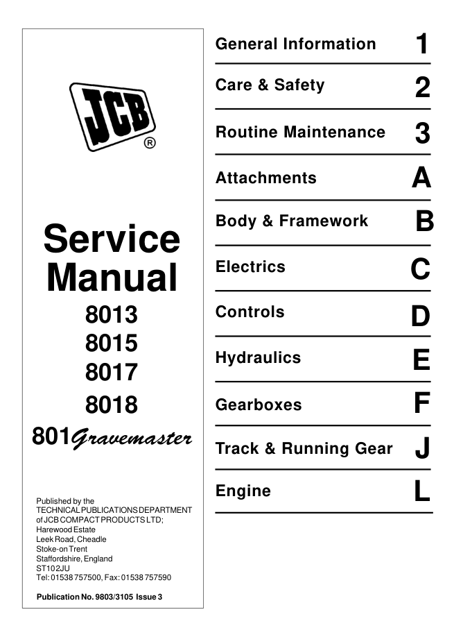 JCB 8013 8015 8017 8018 and 801 Gravemaster Service Manual - Image 2