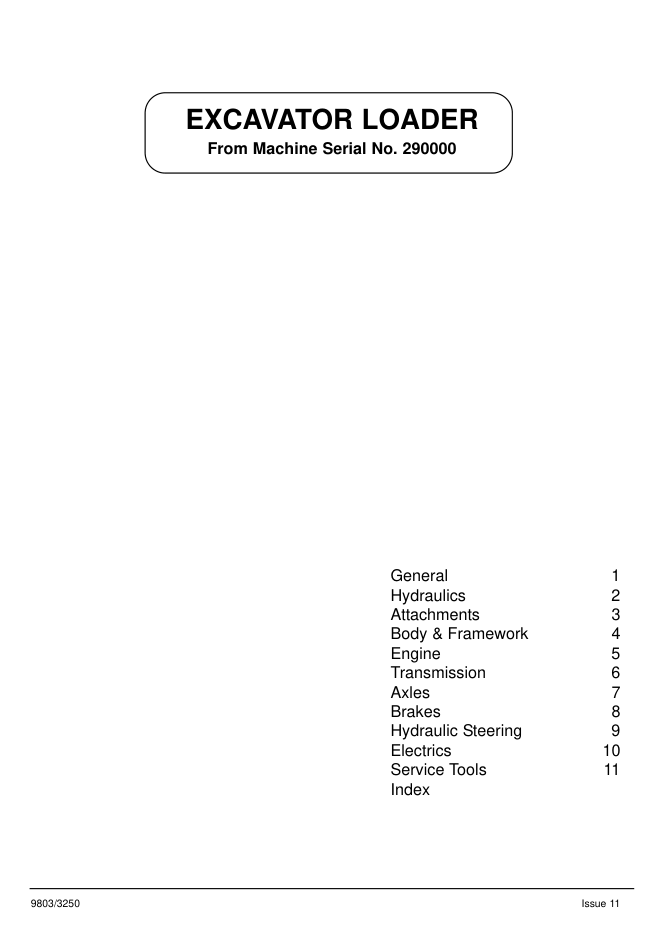 JCB Excavator Loader Service Manual 9803/3250 - Image 2
