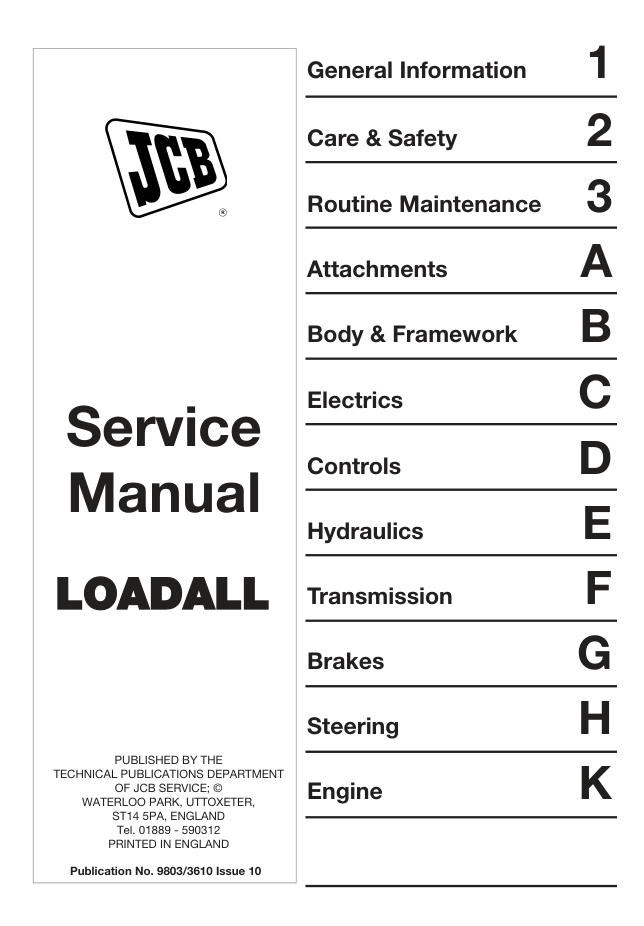 JCB Loadall Service Manual 9803/3610 - Image 2