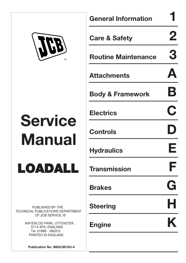 JCB Loadall Service Manual 9803/3610U-4 - Image 2