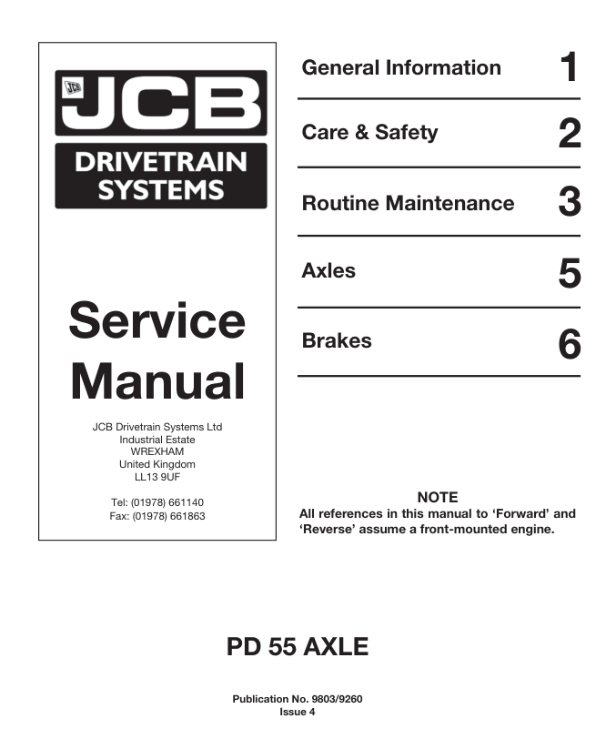 JCB PD55 Axle Service Manual 9803/9260 PDF - Image 2